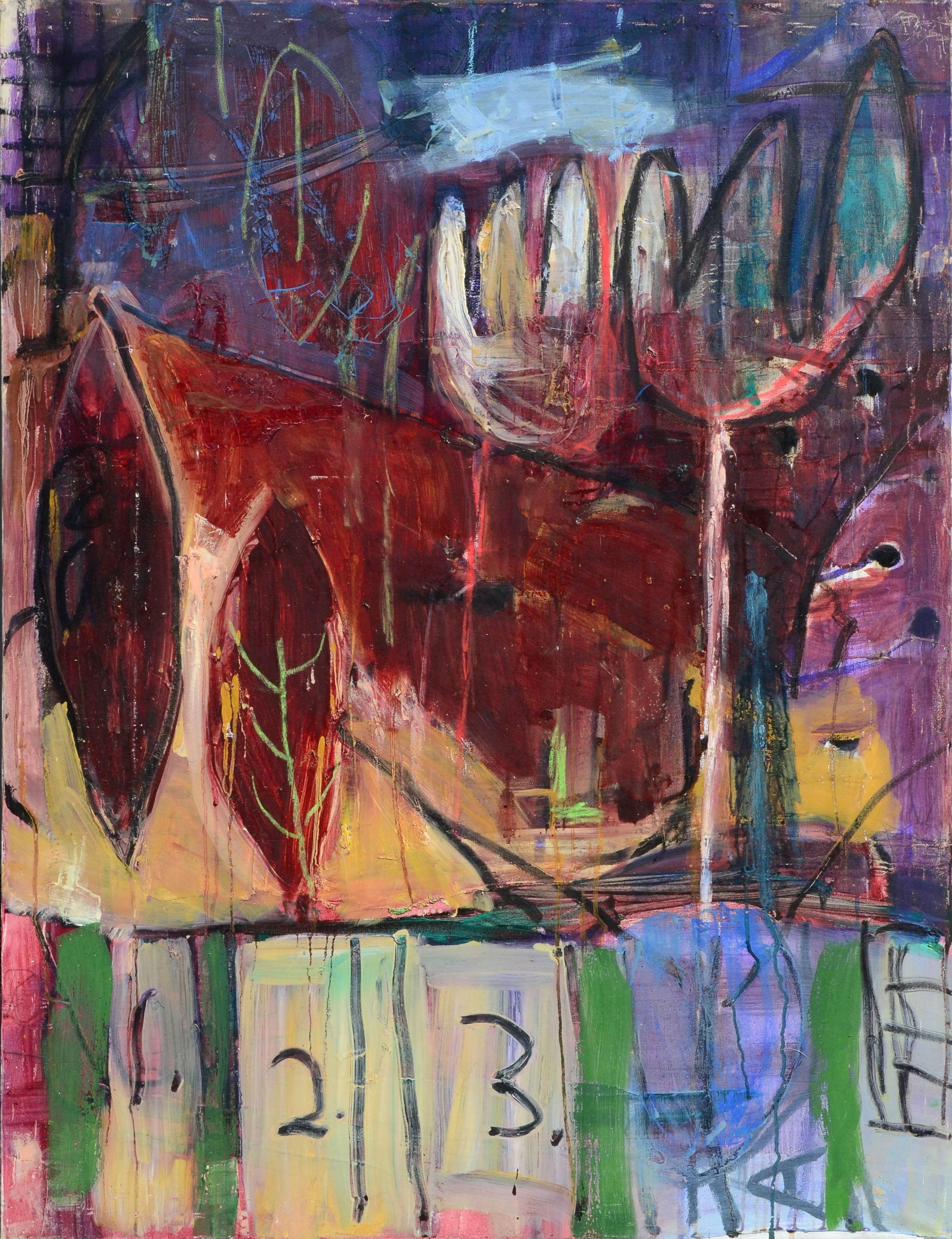 Paesaggio astratto espressionista del cortile anteriore - Painting di Kristin Cohen