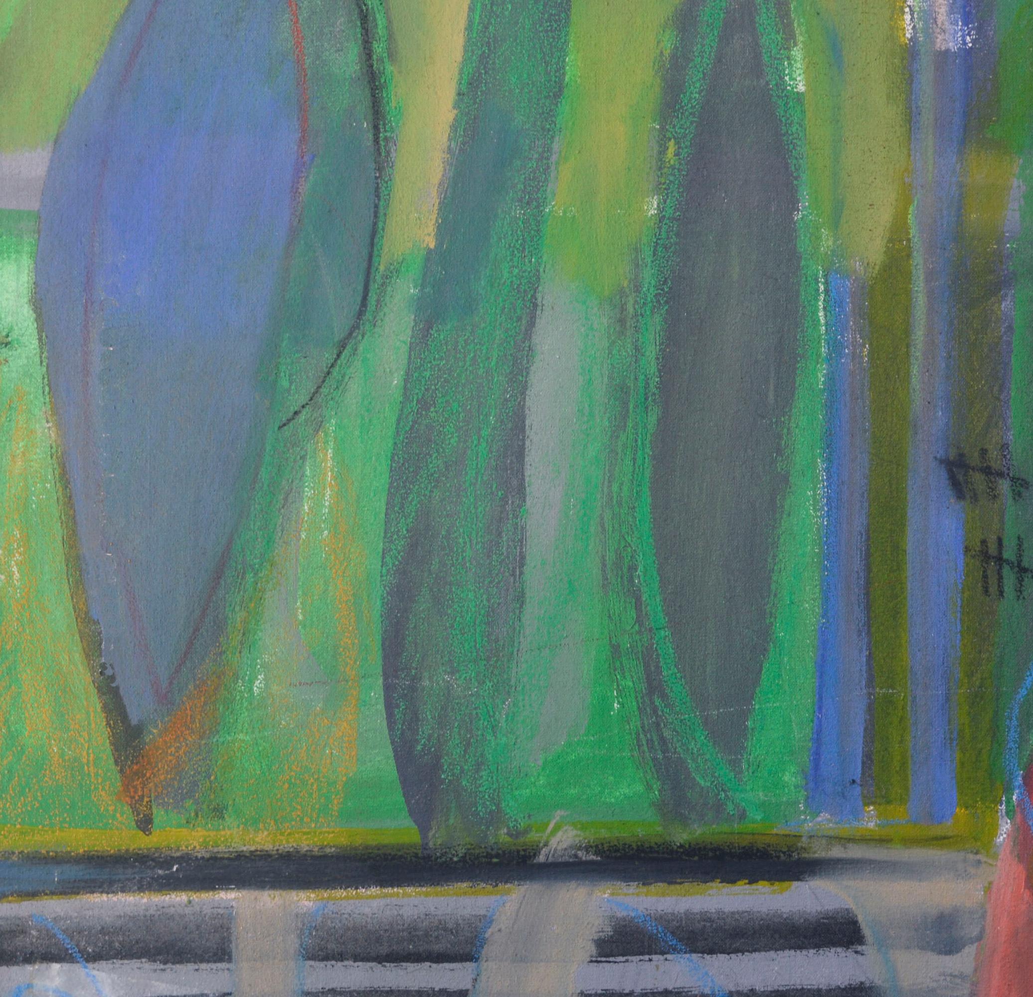 Nueva Madre en el Parque -- Día 65 - Painting moderno estadounidense de Kristin Cohen