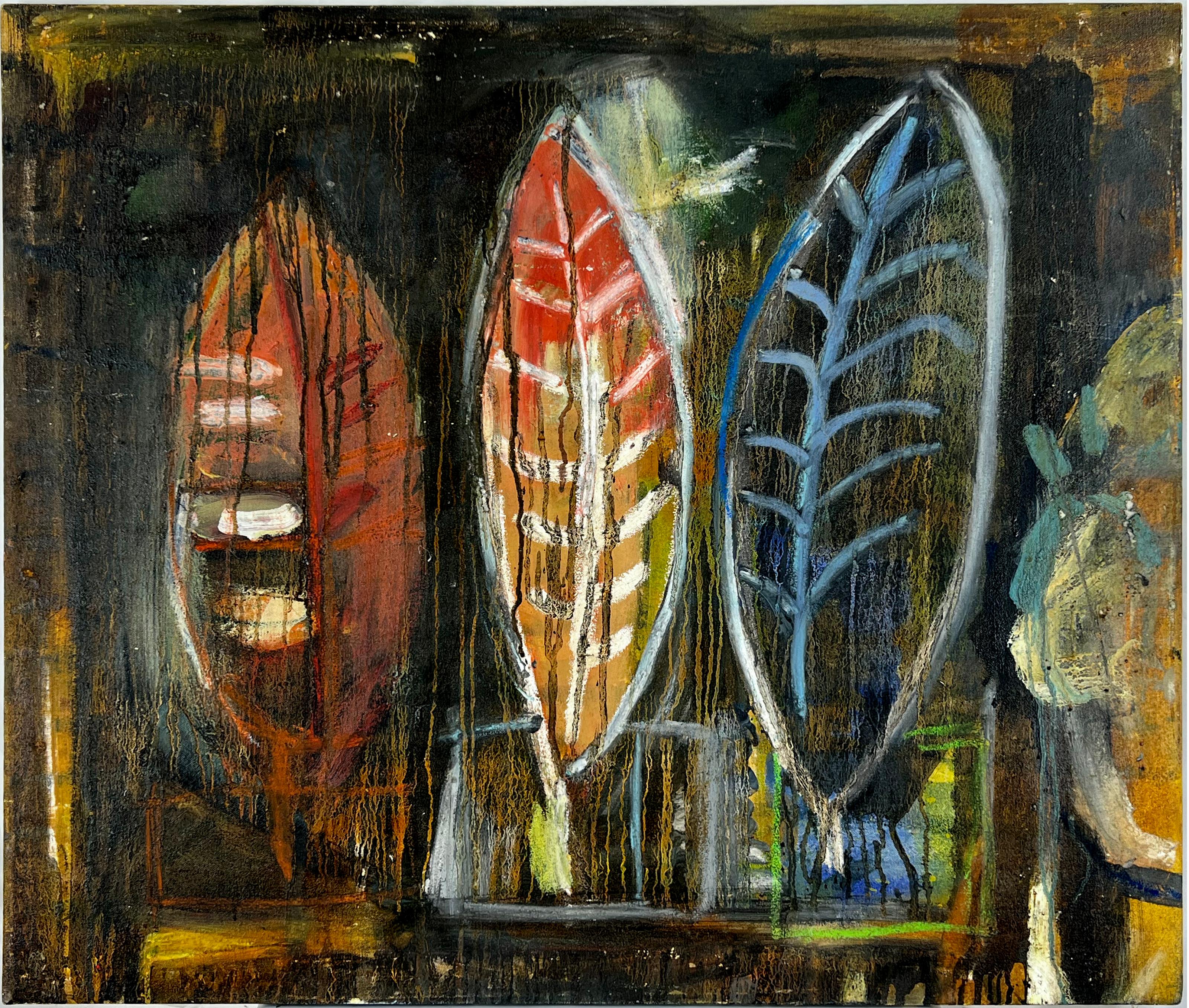 Abstract Painting di Kristin Cohen - "Tre misteri" - Composizione astratta espressionista a olio su tela