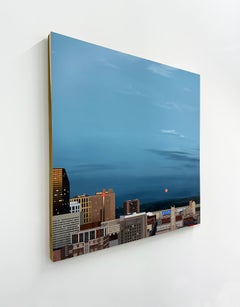 "Downtown New Orleans (Full Moon)" -- Skyscape Painting by Kristin Moore, 2024