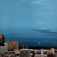 "Downtown New Orleans (Full Moon)" -- Skyscape Painting by Kristin Moore, 2024