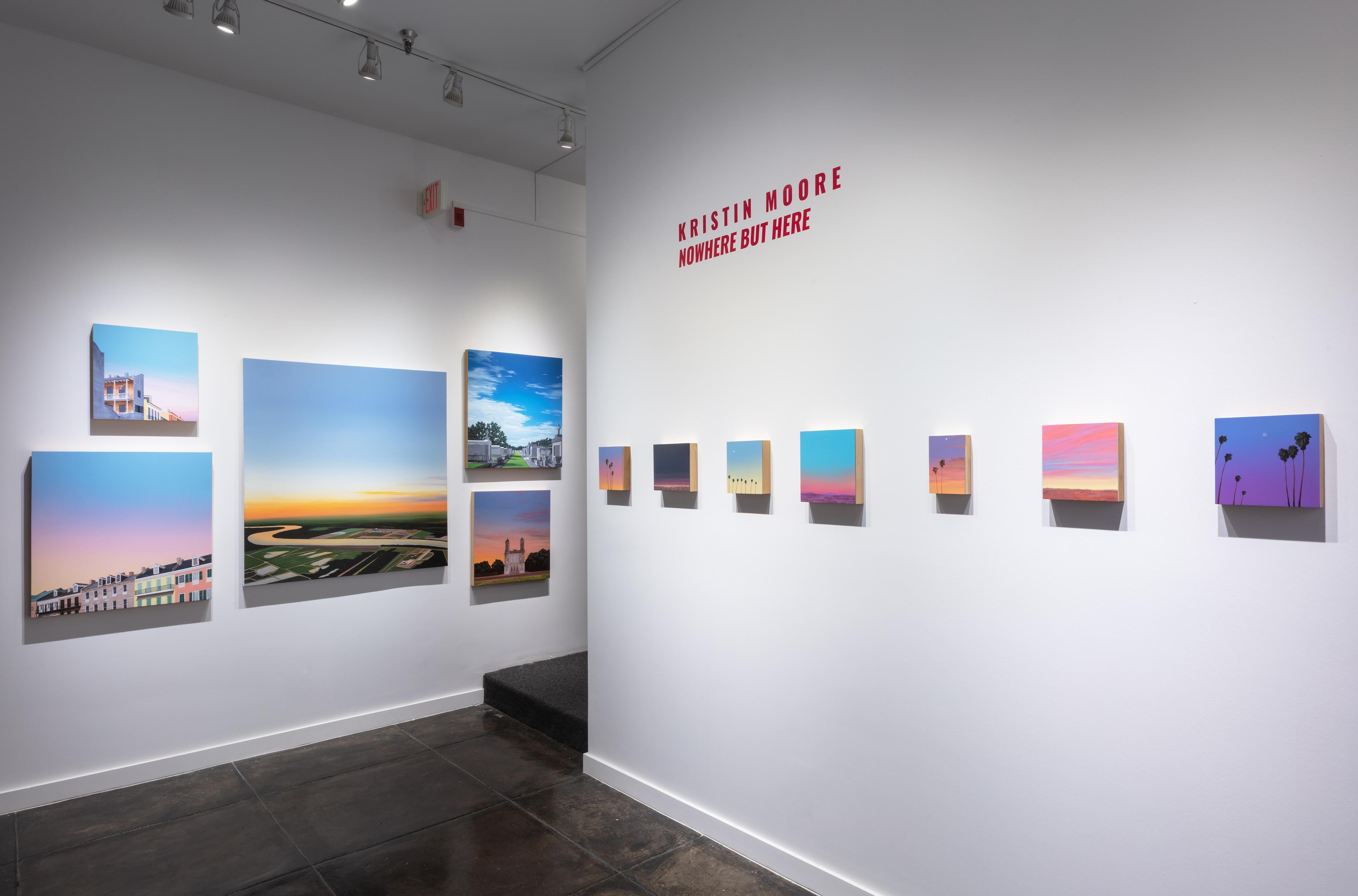Cuatro palmeras - Landscape Painting Rosa de Kristin Moore
