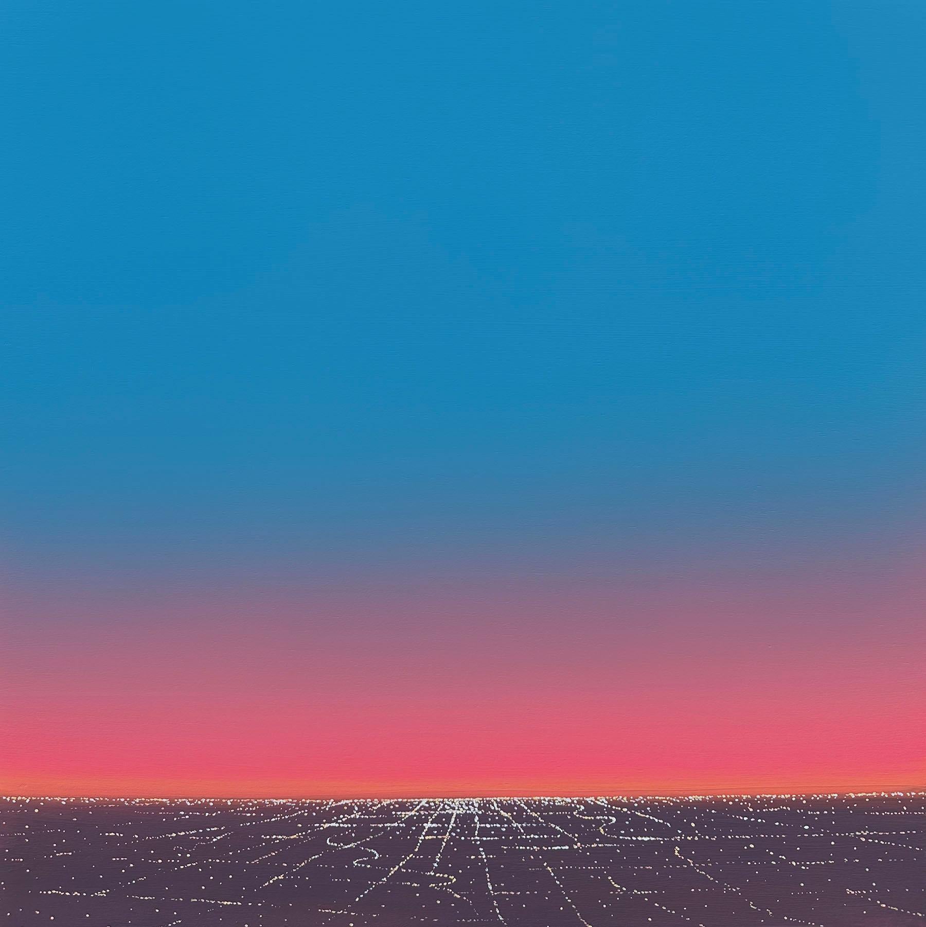 I.L.A. Cityscape (Bleu) - Painting de Kristin Moore