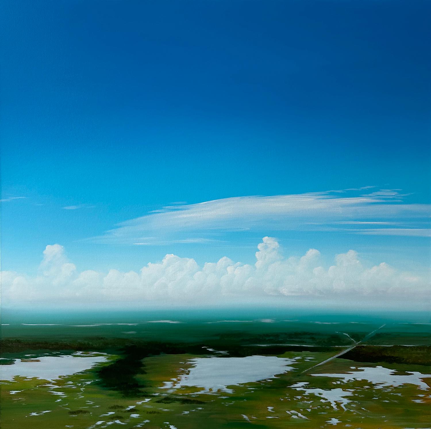 "Louisiana Wetlands", by Kristin Moore, is a part of her 2024 solo exhibition, “Through the Bayou, Into the Garden”, at Ferrara Showman Gallery. Marking a transition from her previous work, "Louisiana Wetlands" shows Kristin Moore directing her eye