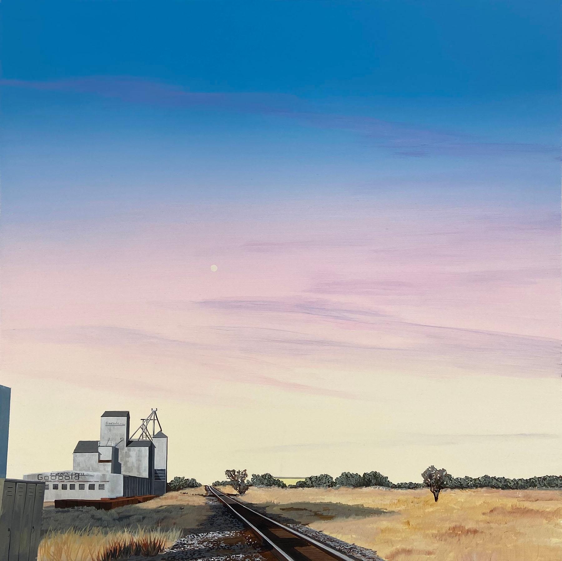 Marfa Railroad (Morning) - Painting by Kristin Moore