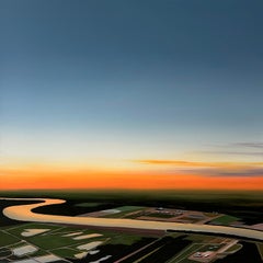 « Mississippi River (Golden Hour) - Peinture de paysage de Kristin Moore, 2024