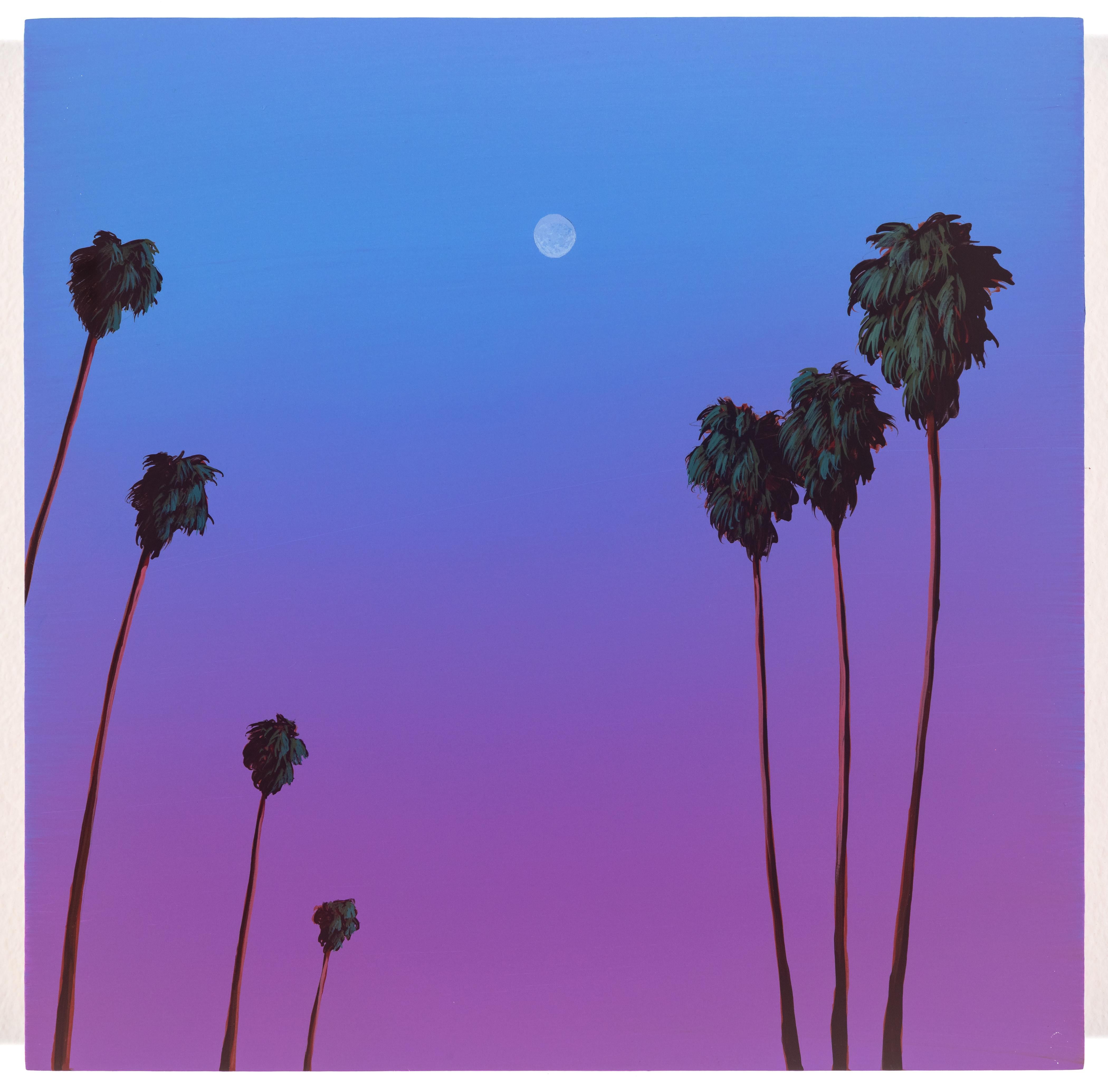 Landscape Painting de Kristin Moore - Palmeras y luz de luna