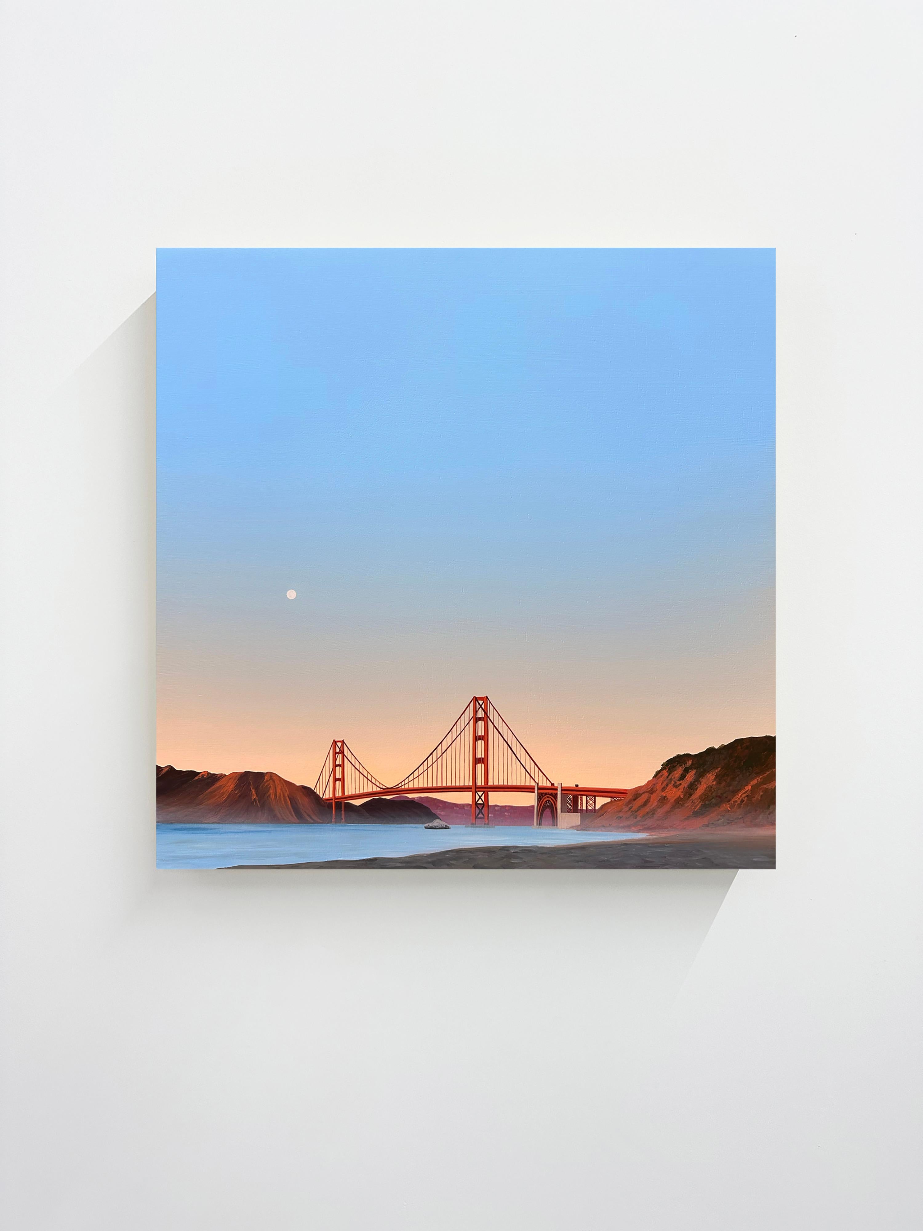 Baie de San Francisco (lever de lune) - Painting de Kristin Moore