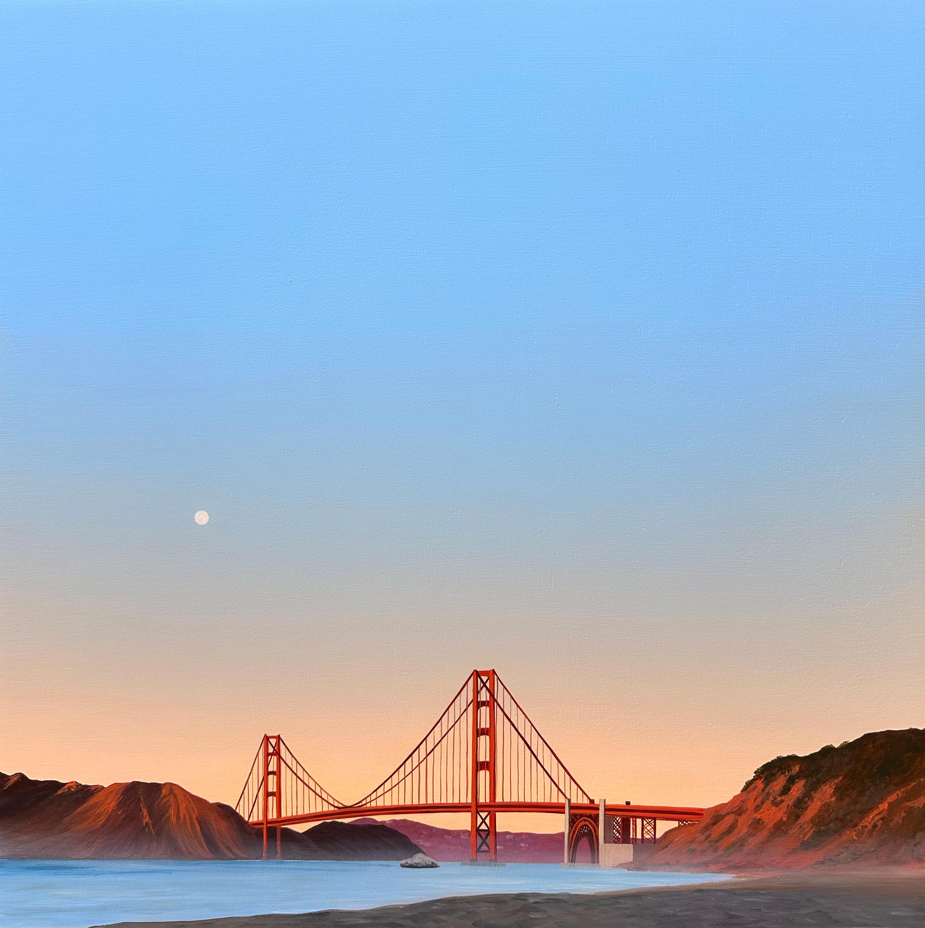 Landscape Painting Kristin Moore - Baie de San Francisco (lever de lune)