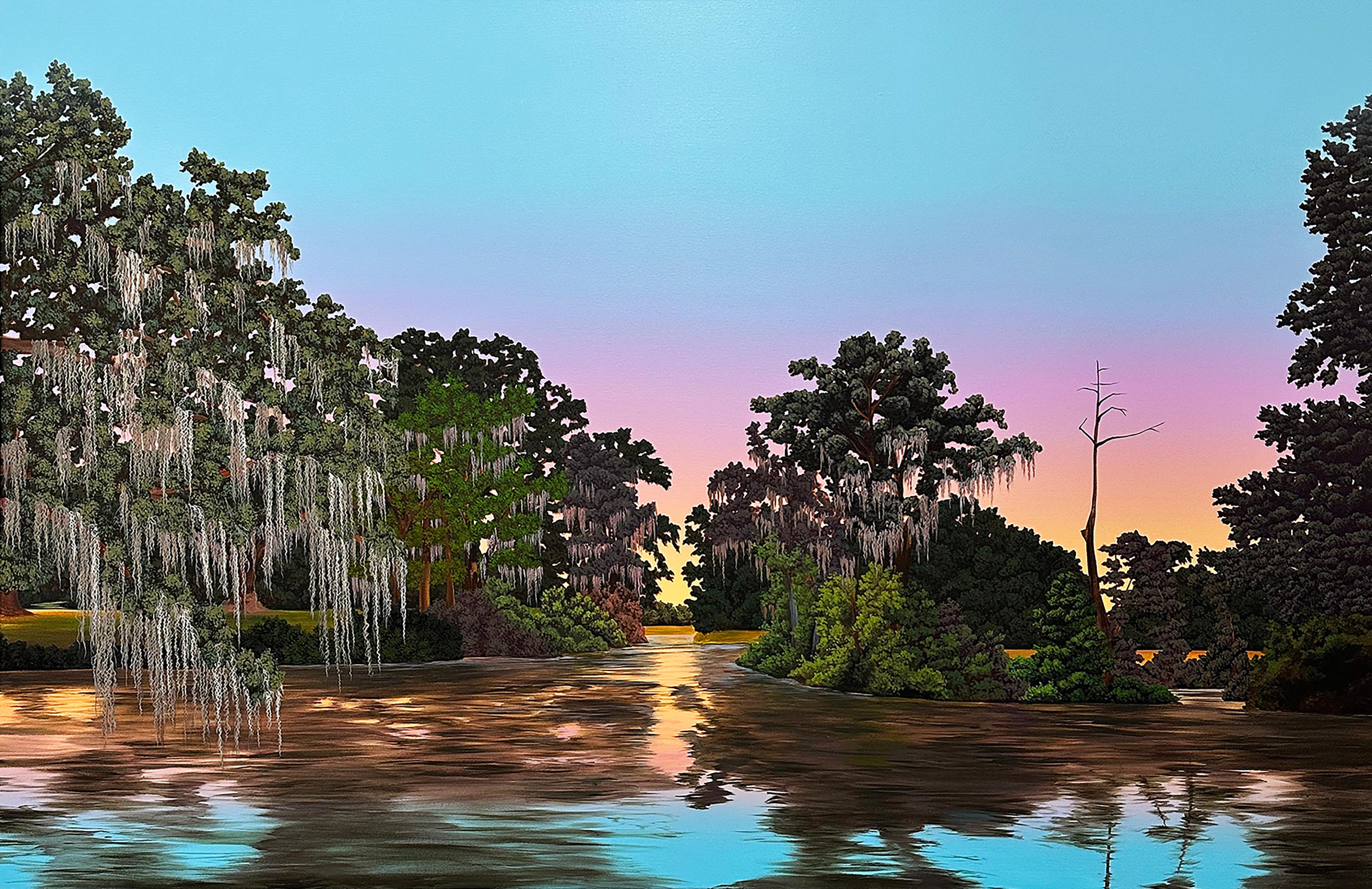 "Through the Bayou", by Kristin Moore, is a part of her 2024 solo exhibition, “Through the Bayou, Into the Garden”, at Ferrara Showman Gallery. Marking a transition from her previous work, "Through the Bayou" shows Kristin Moore directing her eye
