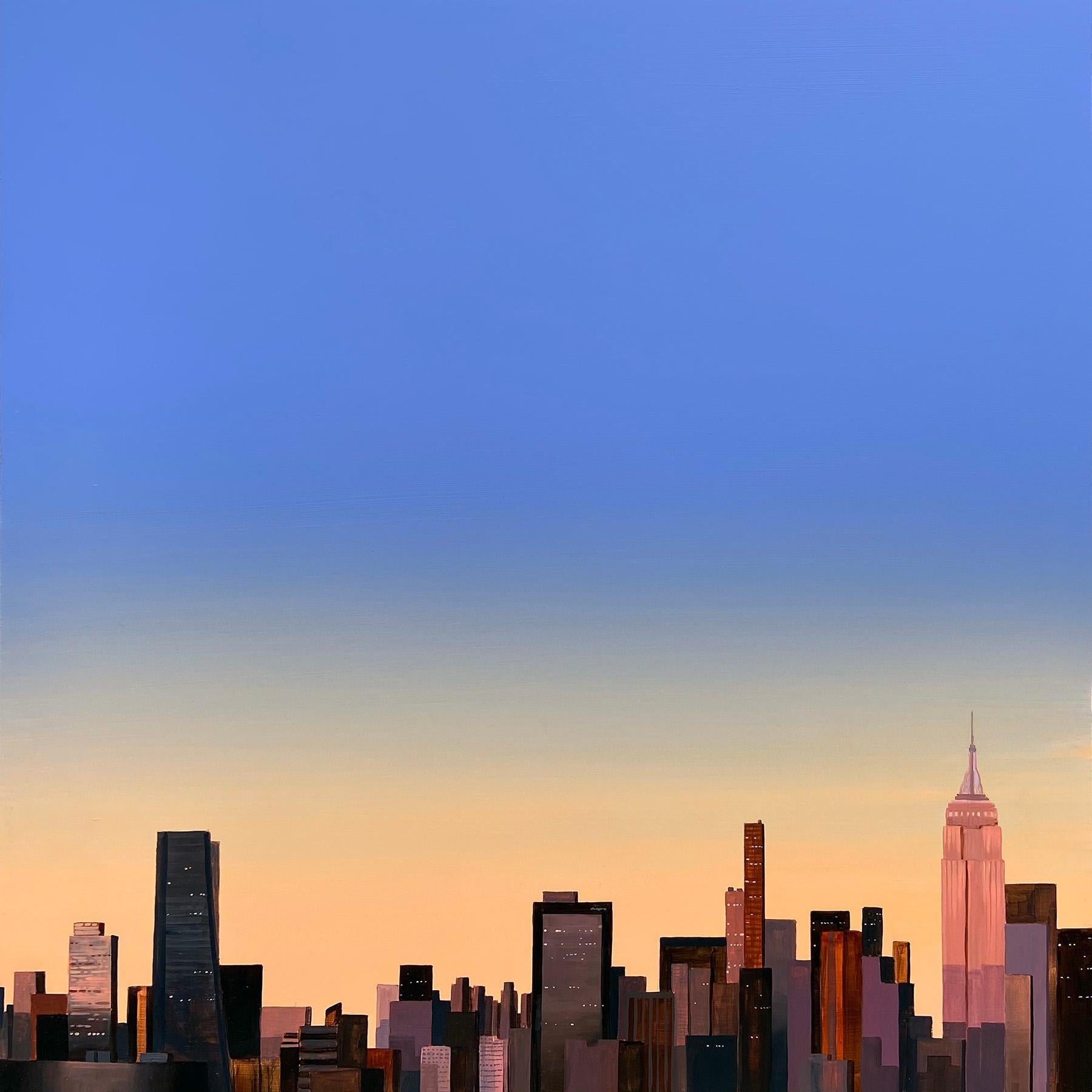 New York (Golden Hour) [Hand Embellished] - Painting by Kristin Moore
