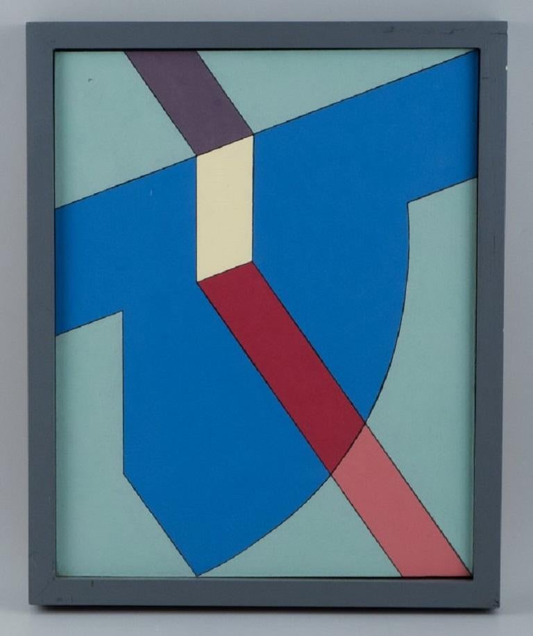 Kristin Rapp, eingetragene schwedische Künstlerin, Öl auf Platte.
Komposition mit geometrischen Formen.
Datiert 2001.
Auf der Rückseite signiert.
In ausgezeichnetem Zustand.
Sichtbare Größe: 32,5 x 41 cm. / Gesamtmaße 36,5 x 44,5 cm.