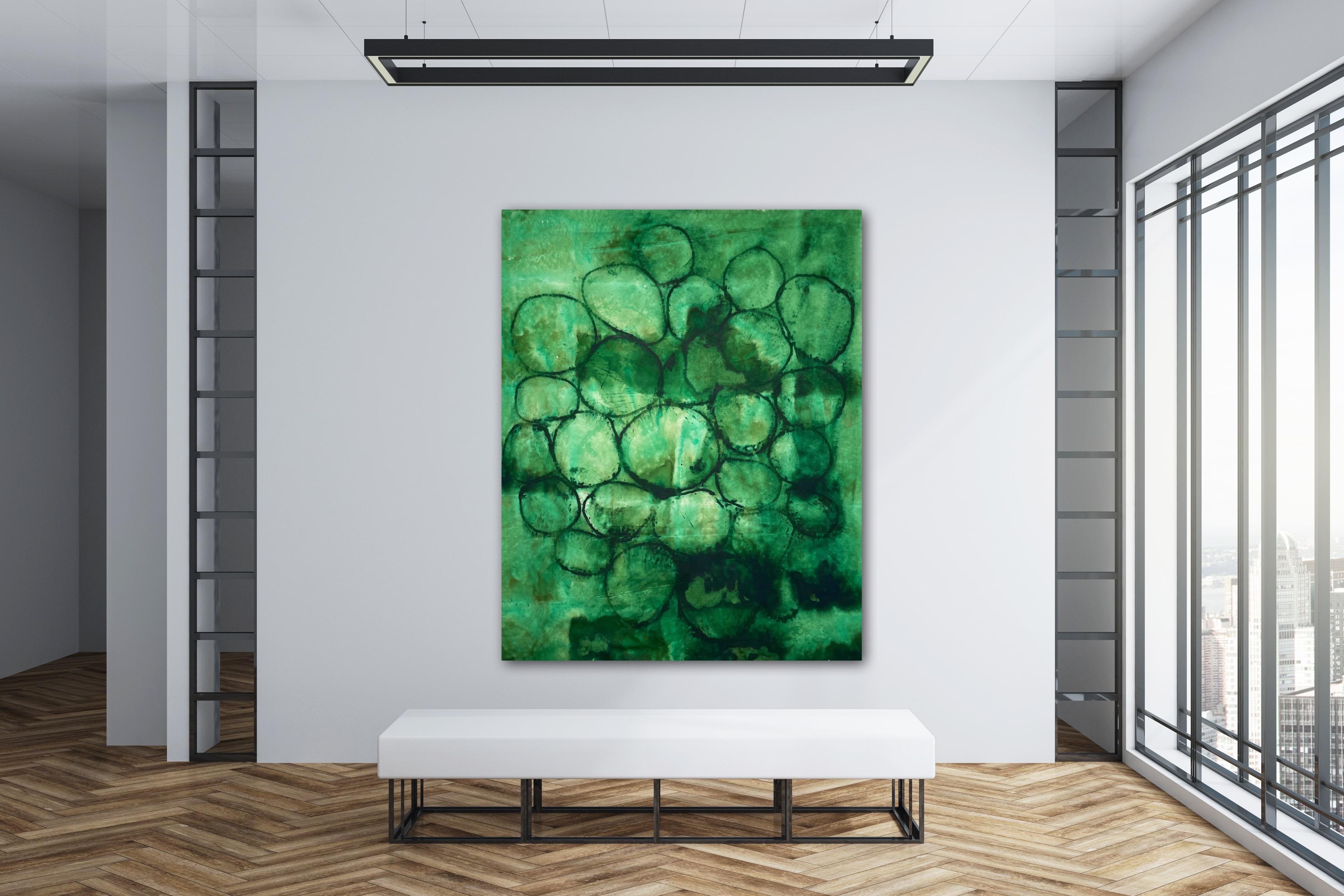 A Part of You - Green Abstract Painting by Kristin Romberg