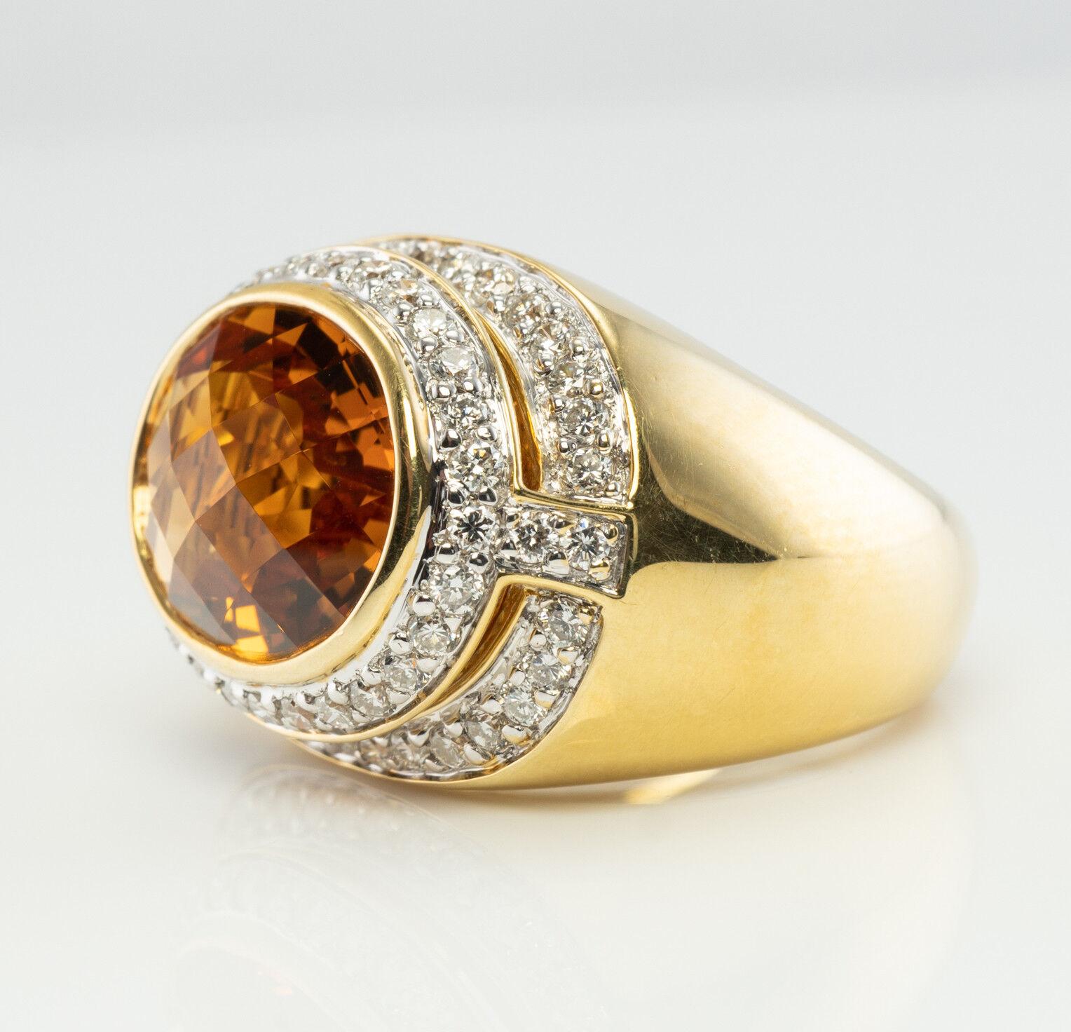 Contemporary Diamond Citrine Ring 18K Gold Band Kristina  For Sale