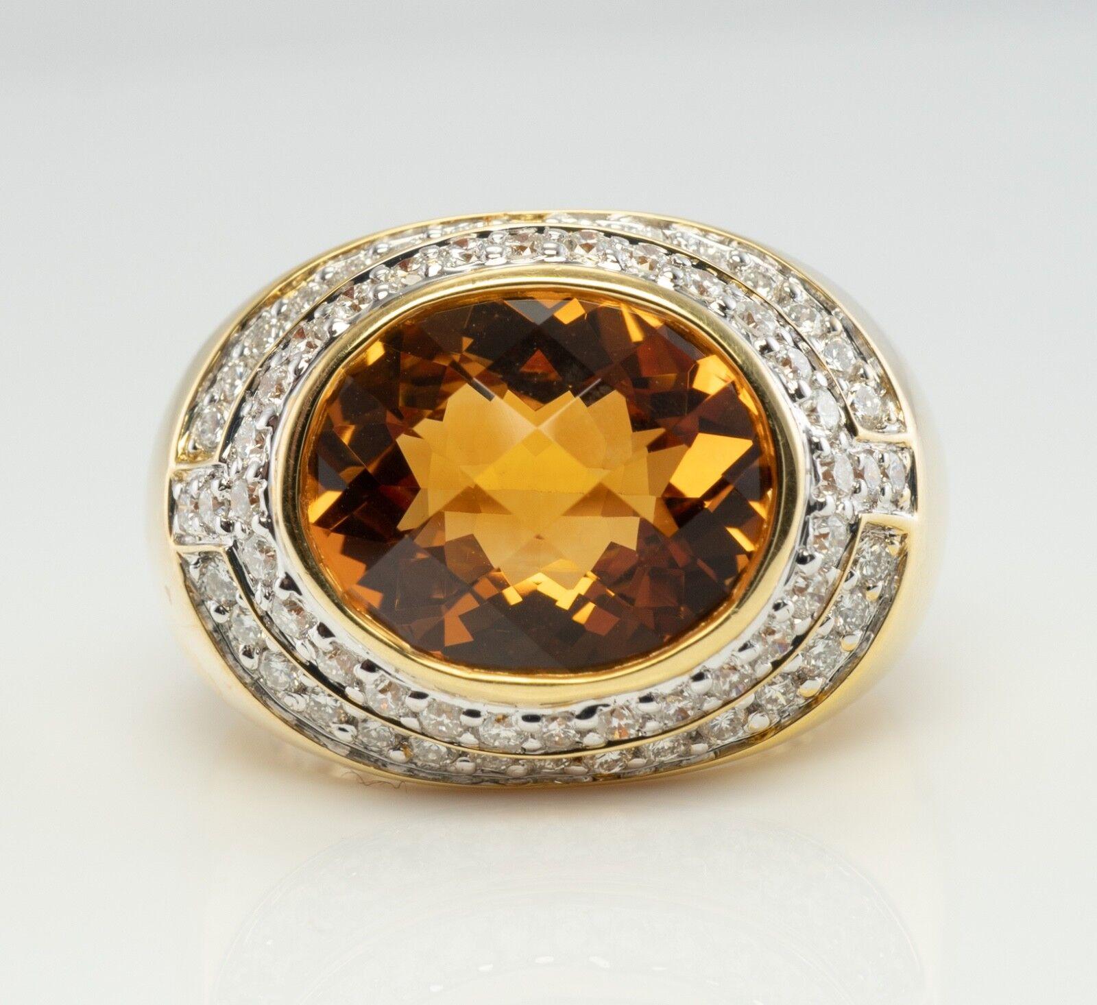 Oval Cut Diamond Citrine Ring 18K Gold Band Kristina  For Sale
