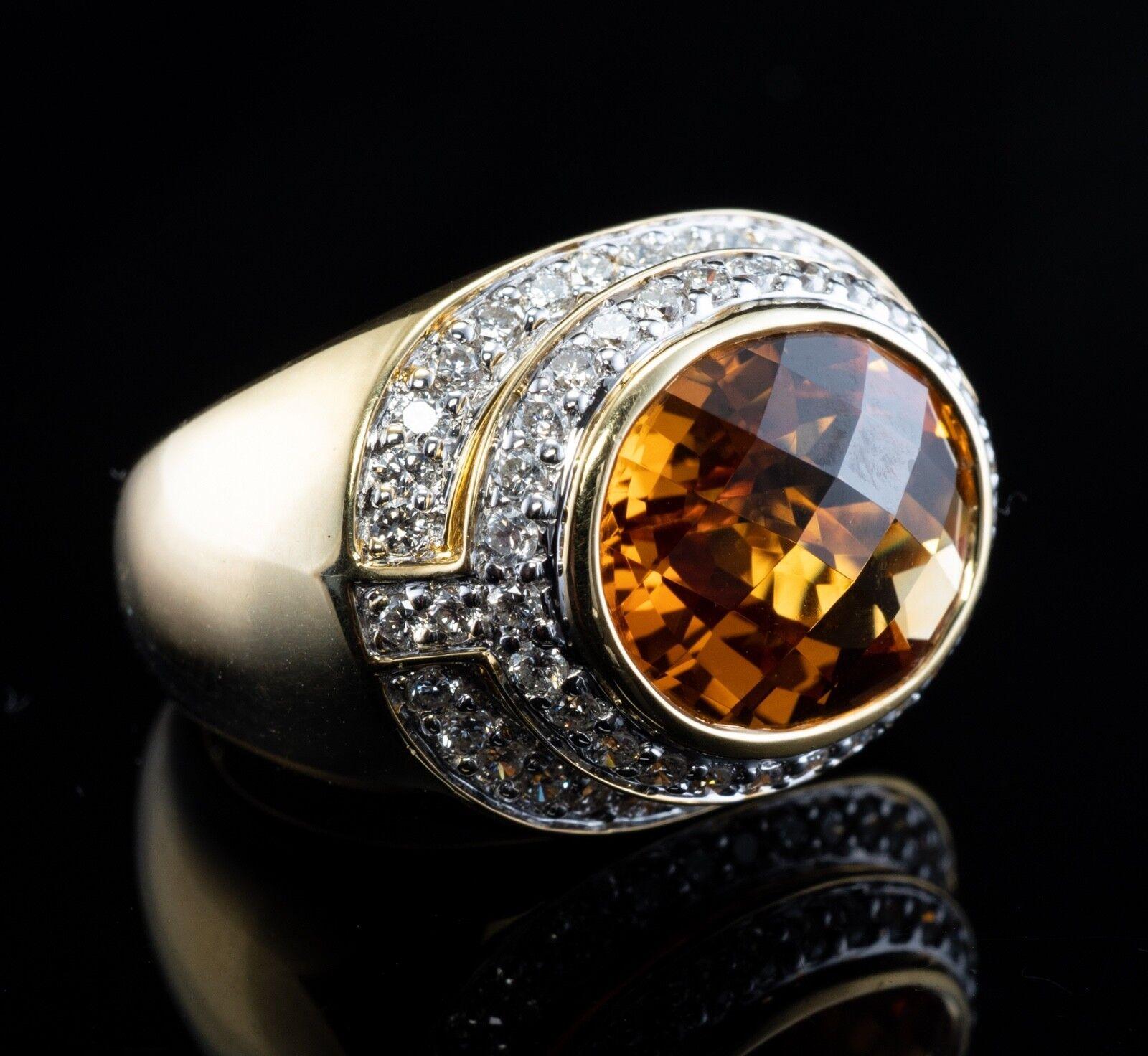 Kristina Diamond Citrine Ring 18K Gold Band In Good Condition For Sale In East Brunswick, NJ