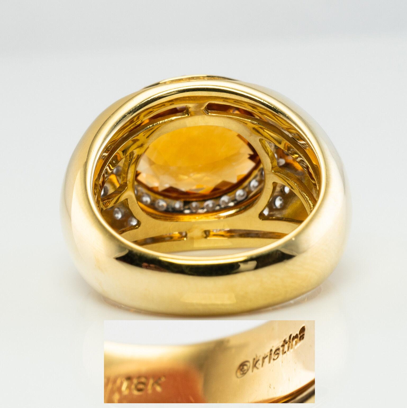 Kristina Diamond Citrine Ring 18K Gold Band For Sale 1