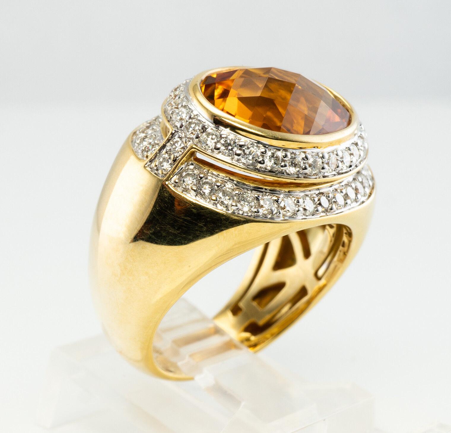 Kristina Diamond Citrine Ring 18K Gold Band For Sale 3