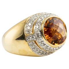 Retro Kristina Diamond Citrine Ring 18K Gold Band