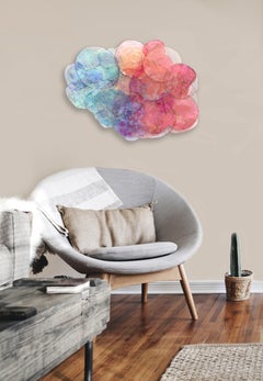 Summer Haze - Mixed Media Colorful Sculptural Artwork
