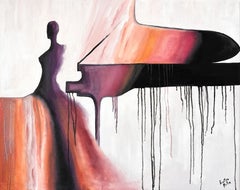 Le sue melodie struggenti, Pittura figurativa di scena, Olio, 2026