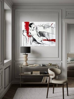 «Madame Fume Après L’amour», desnudo expresionista, óleo y acrílico sobre lienzo