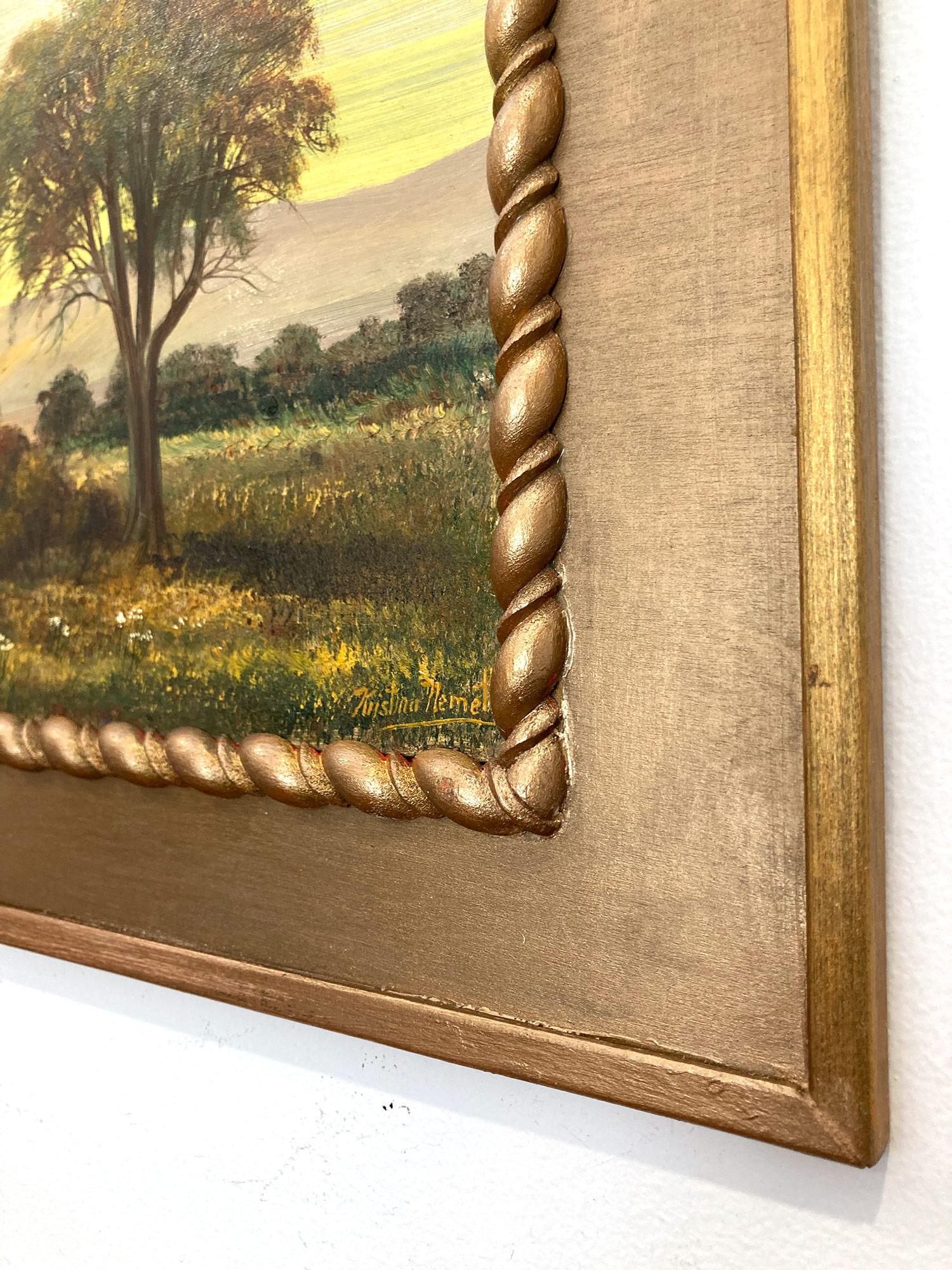 Autumn Season Wetlands, Peinture à l'huile américaine de rêve - Paysage sur panneau en vente 7