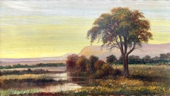 "Autumn Season Wetlands" Dreamy American Oil Painting Landscape on Board