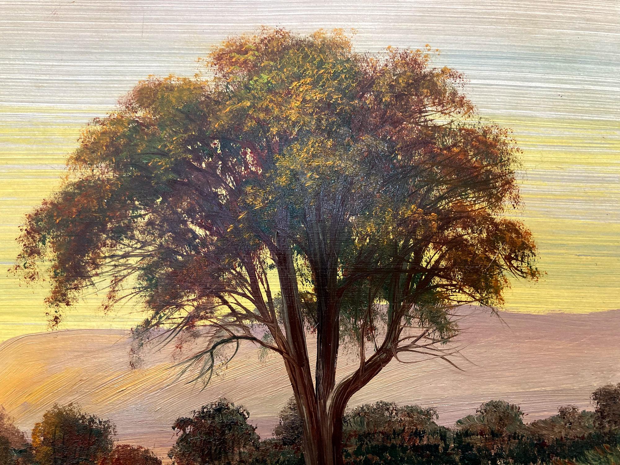 Autumn Season Wetlands, Peinture à l'huile américaine de rêve - Paysage sur panneau en vente 1
