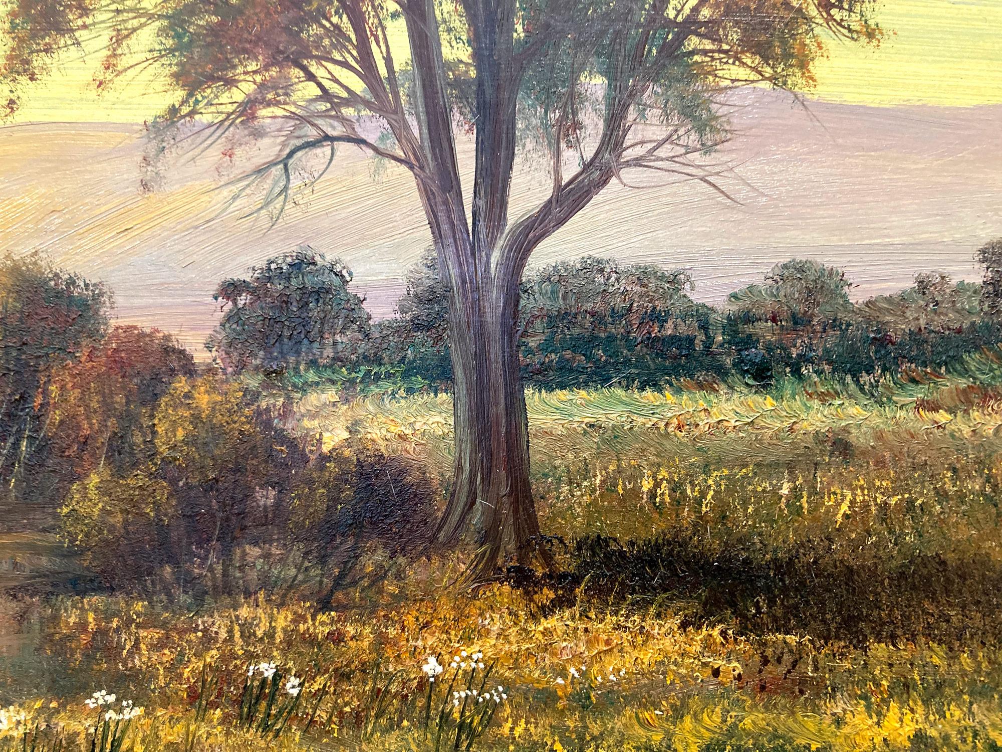 Autumn Season Wetlands, Peinture à l'huile américaine de rêve - Paysage sur panneau en vente 2