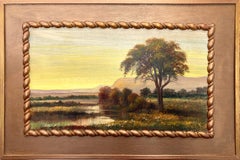 "Autumn Season Wetlands" Dreamy American Oil Painting Landscape on Board 