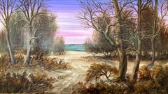 "Path in Woods at the Palisade MT" American Oil Painting Landscape on Board