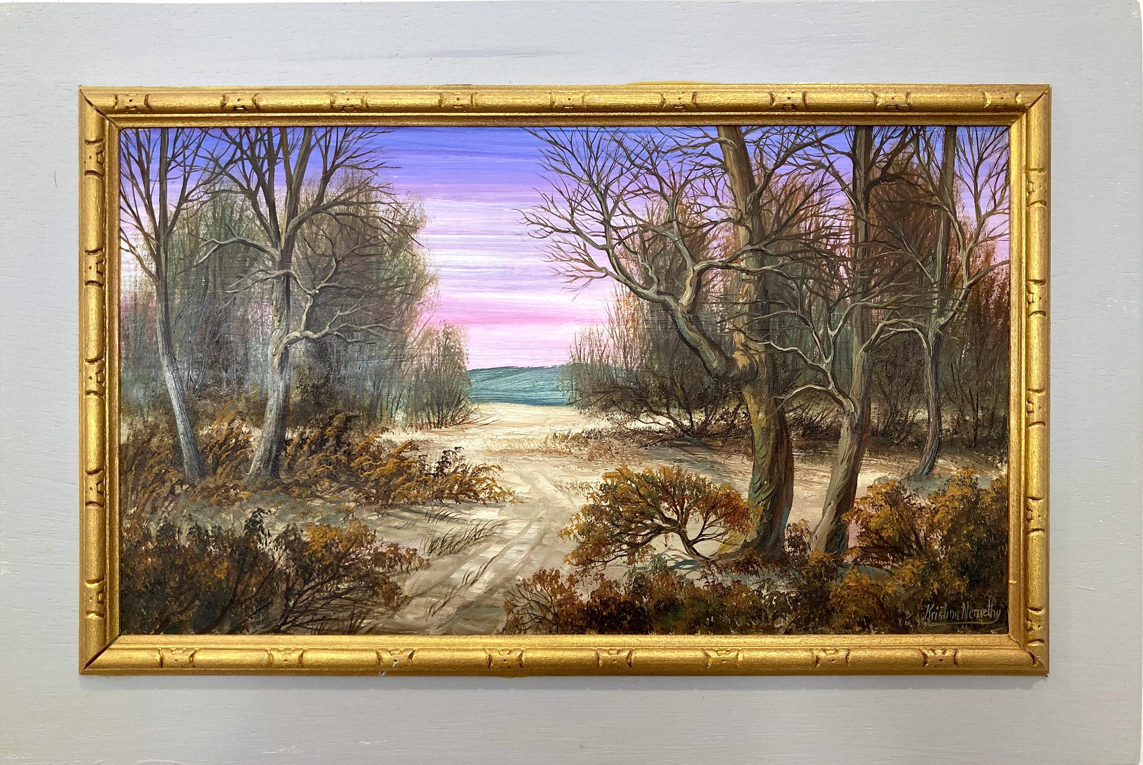 Landscape Painting de Kristina Nemethy - "Sendero en el bosque de la MT Palizada" Pintura al óleo americana Paisaje sobre tabla