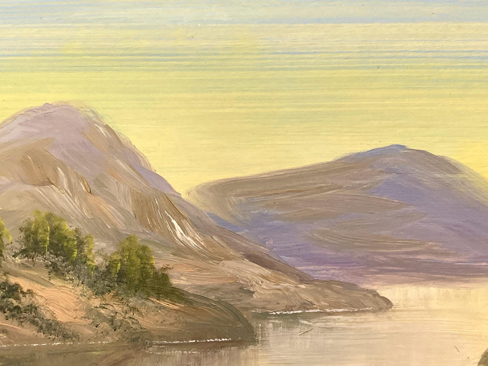 Peinture à l'huile américaine sur panneau « Rowing on the Lake » représentant des personnages sur un lac en vente 4