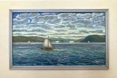 "Sailing on the Hudson River" American Oil Painting on Board of Ships at Sea