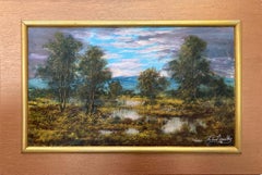 „Wet Land, Town of Minisink NY“ Träumende amerikanische Ölgemälde-Landschaft auf Karton 