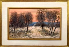 "Winter Season Johnson N.Y." American Oil Painting on Board Miniature Details