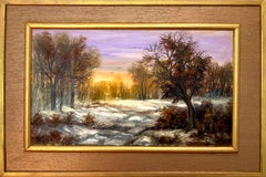 "Winter Season, Slate Hill, NY " American Landscape Oil Painting on Board Framed