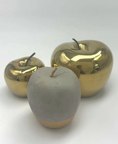 Mele dell'Eden, Art Decor in porcellana, installazione, metallo, cemento, oro, regalo