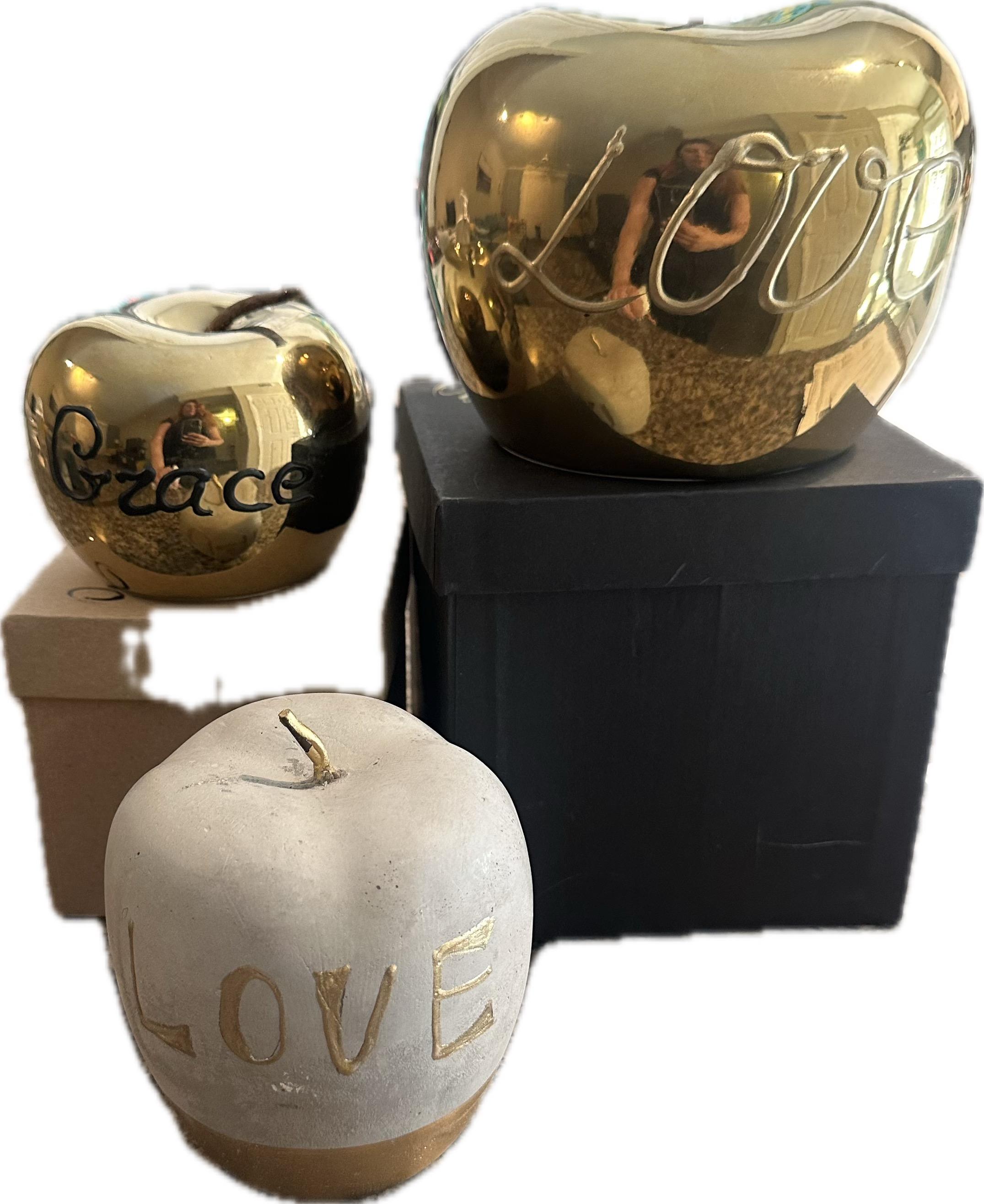 Manzanas del Edén, Art Decor de porcelana, Instalación, Metal, Hormigón, Oro, Regalo