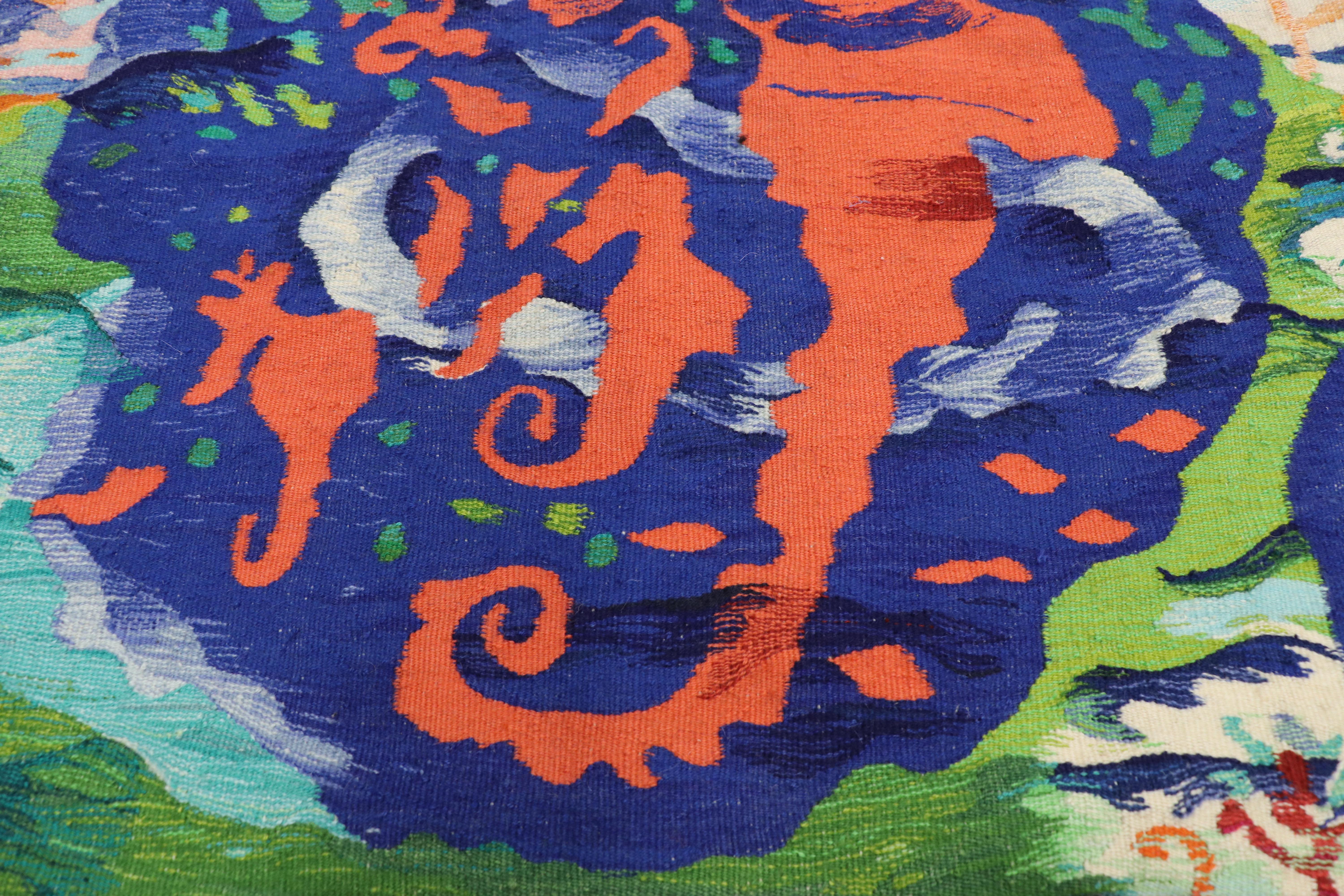 20th Century Kristina Rindar Scandinavian Tapestry, Colorful Surrealism Wall Hanging