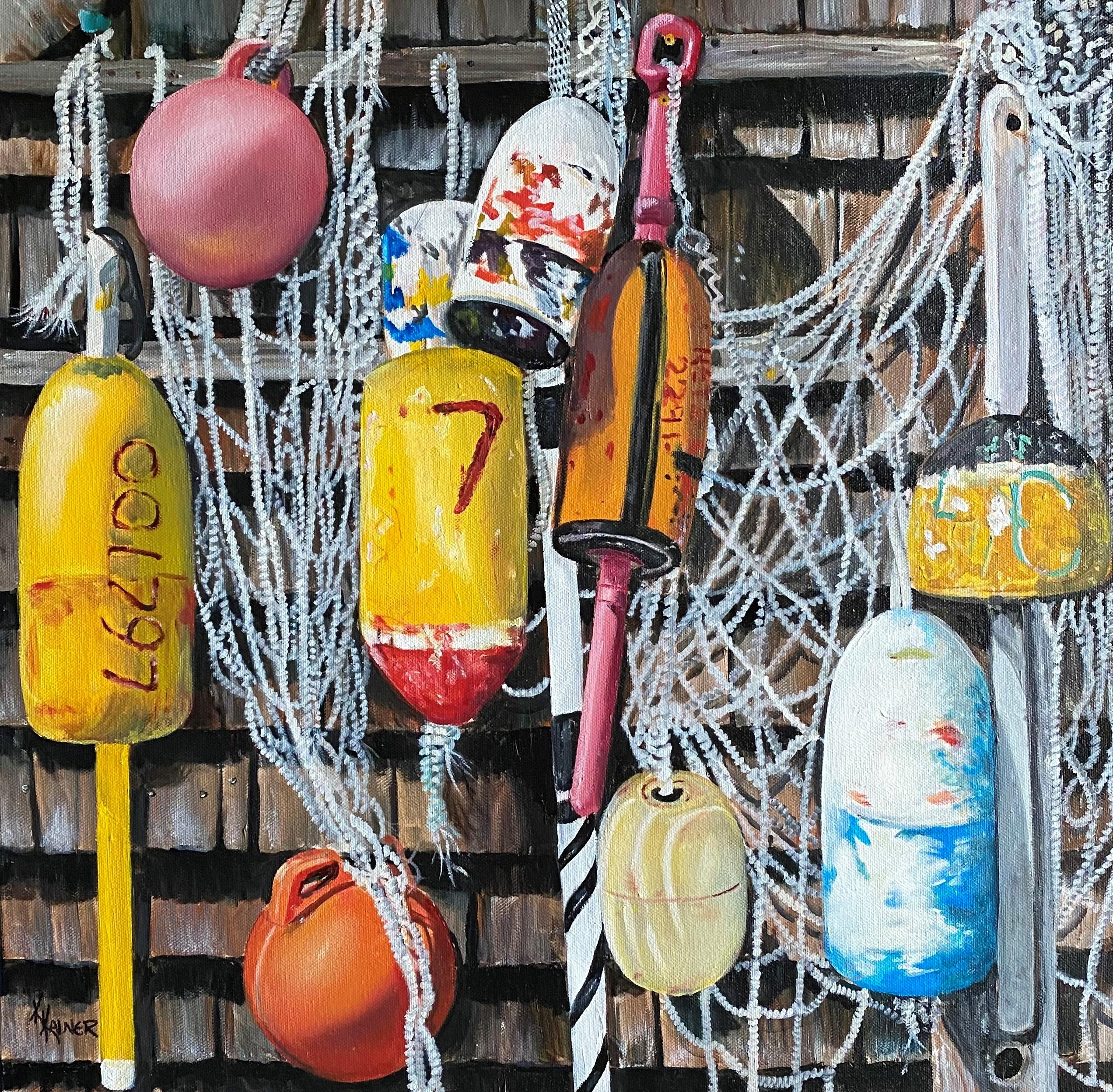 Kristine Kainer Still-Life Painting - Buoys of Summer, Oil Painting
