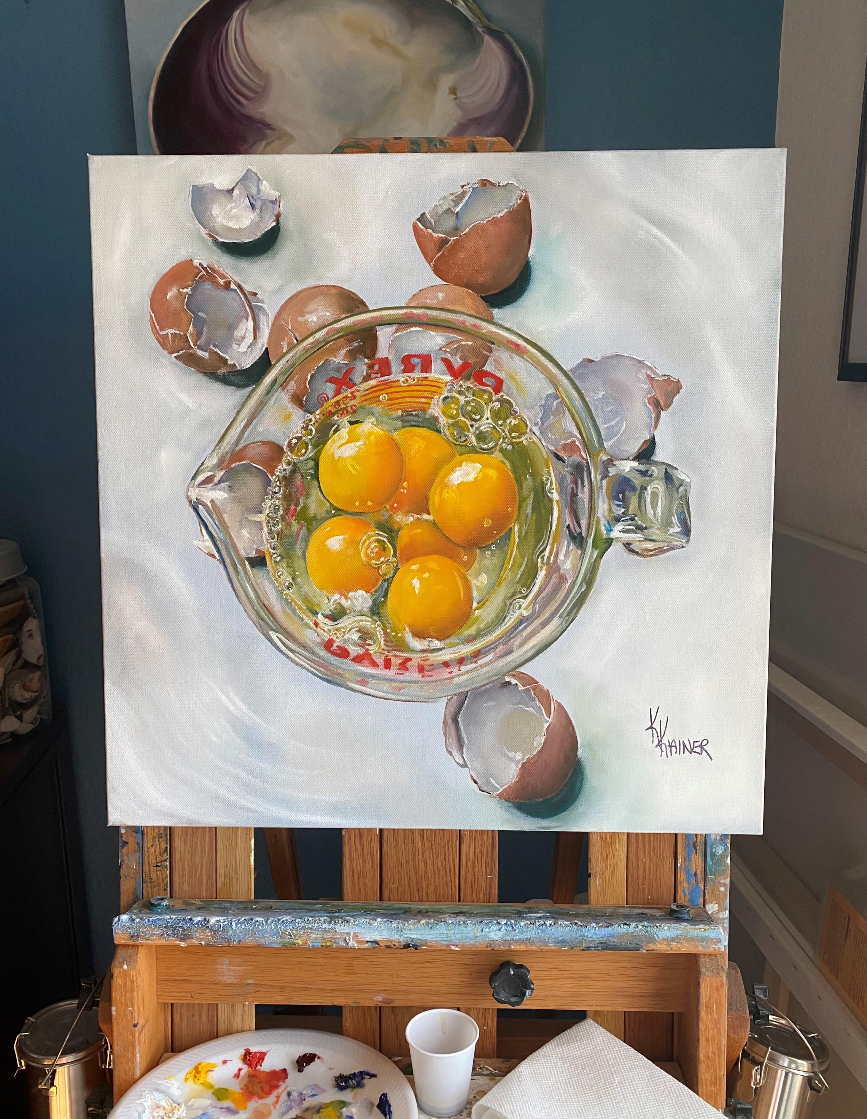 Measured Eggs, Oil Painting - American Realist Art by Kristine Kainer