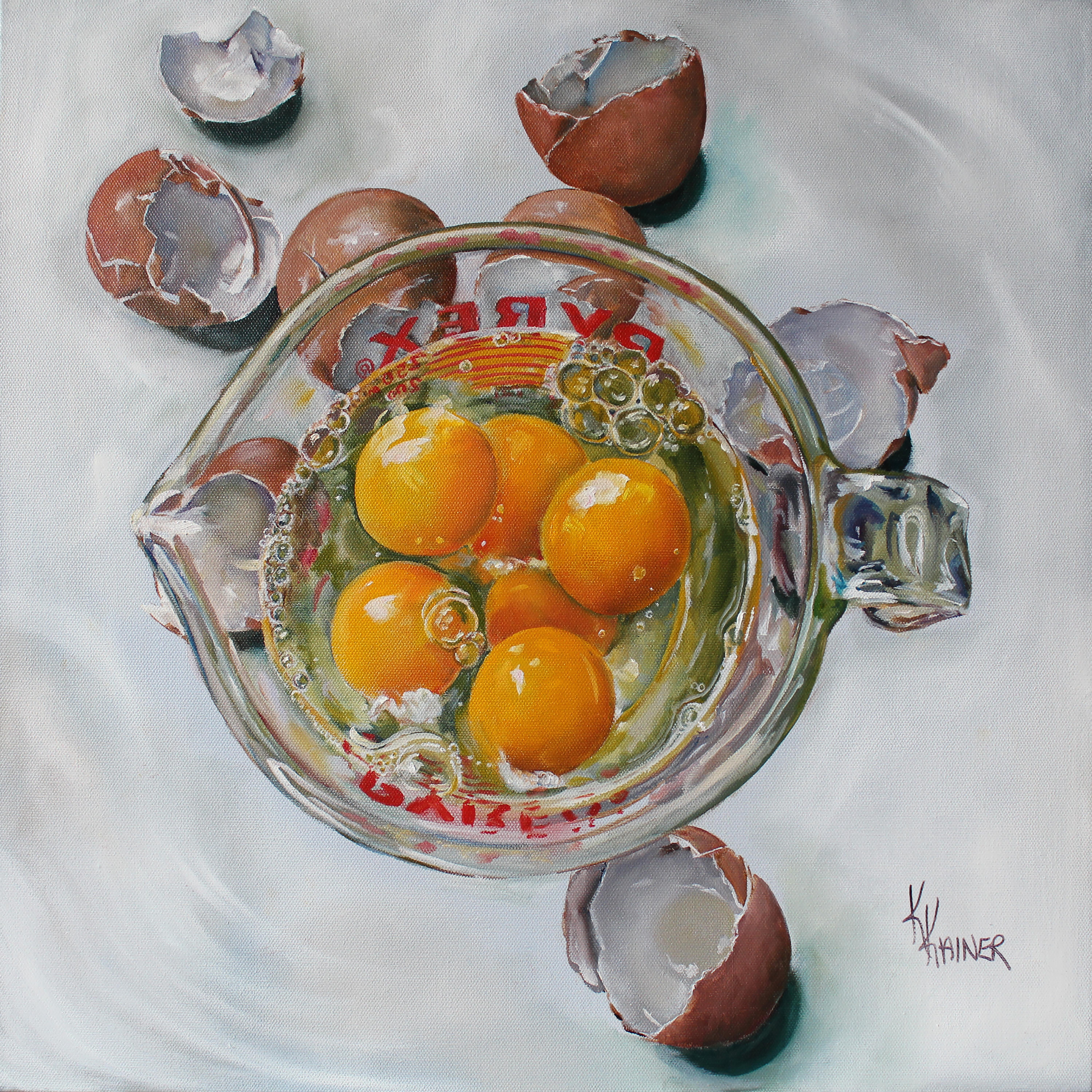 Measured Eggs, Oil Painting - Art by Kristine Kainer