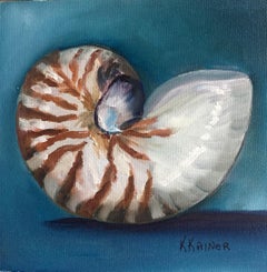 Nautilus on Turquoise, Oil Painting