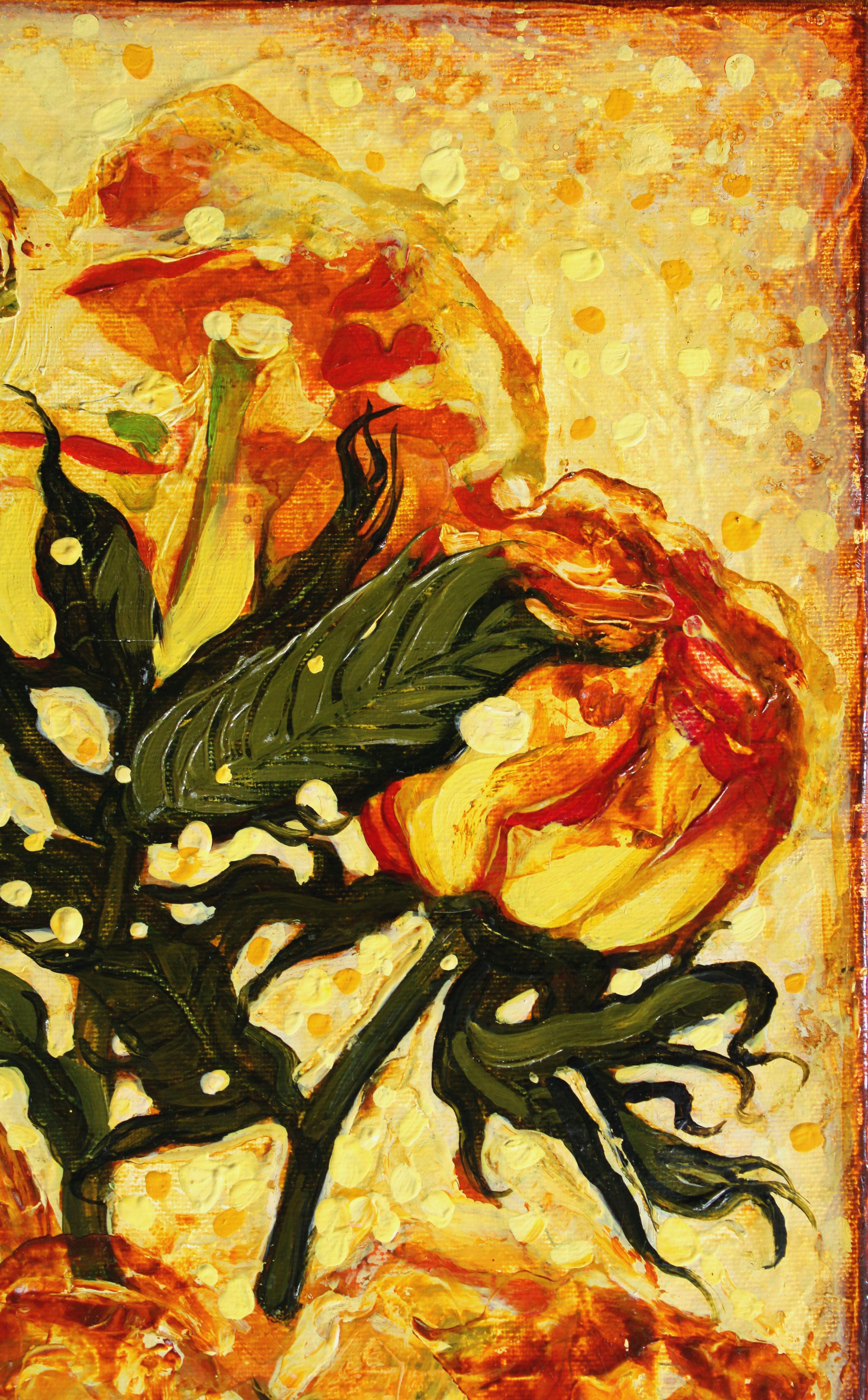 Roses. 2010, Leinwand, Öl, 39,5x29,5 cm (Orange), Still-Life Painting, von Kristine Kvitka