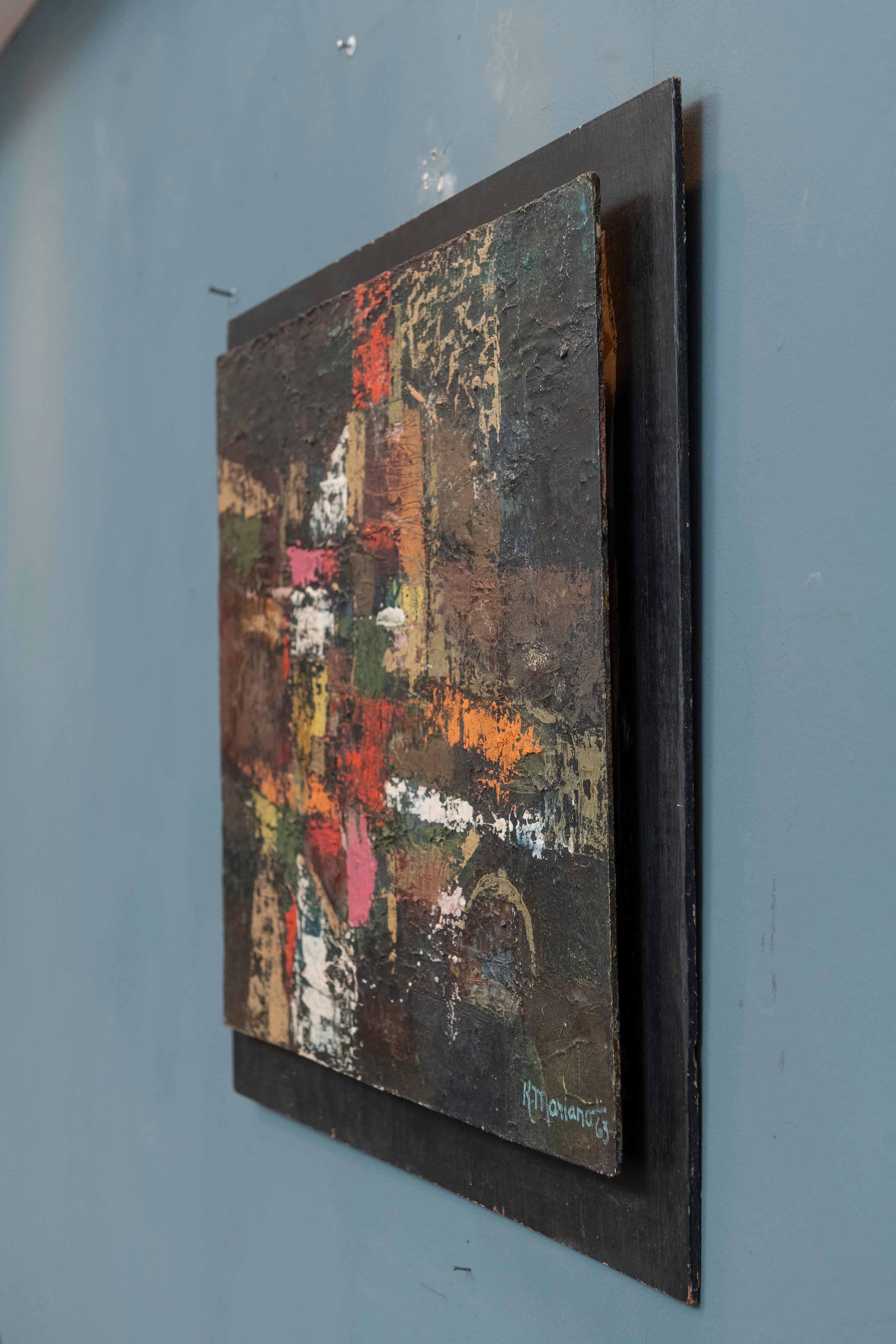 Kristine Mariano, Abstraktes Ölgemälde auf Karton, Gemälde im Zustand „Gut“ im Angebot in San Francisco, CA