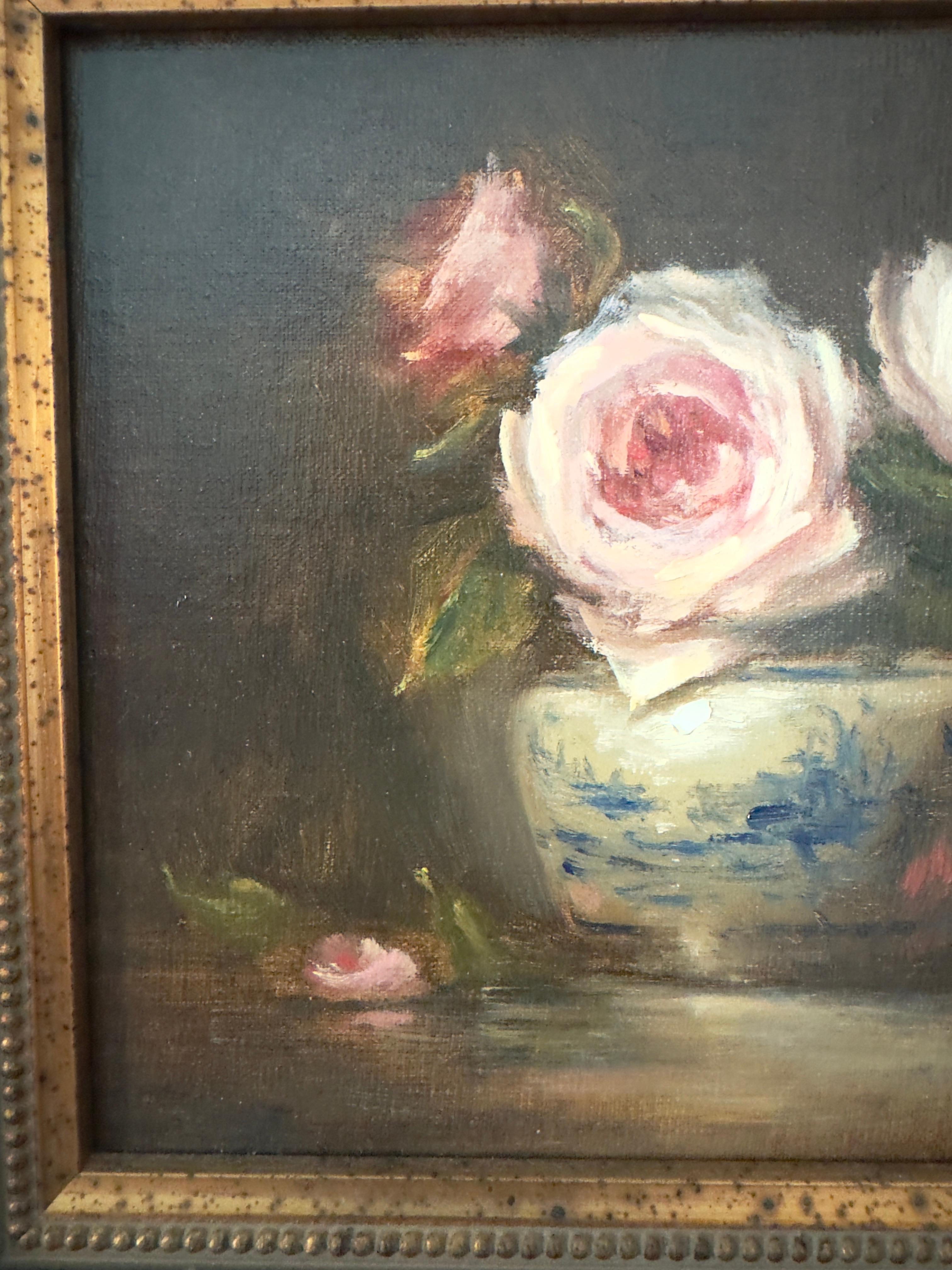Nature morte contemporaine avec roses - Painting de Kristine Shelton