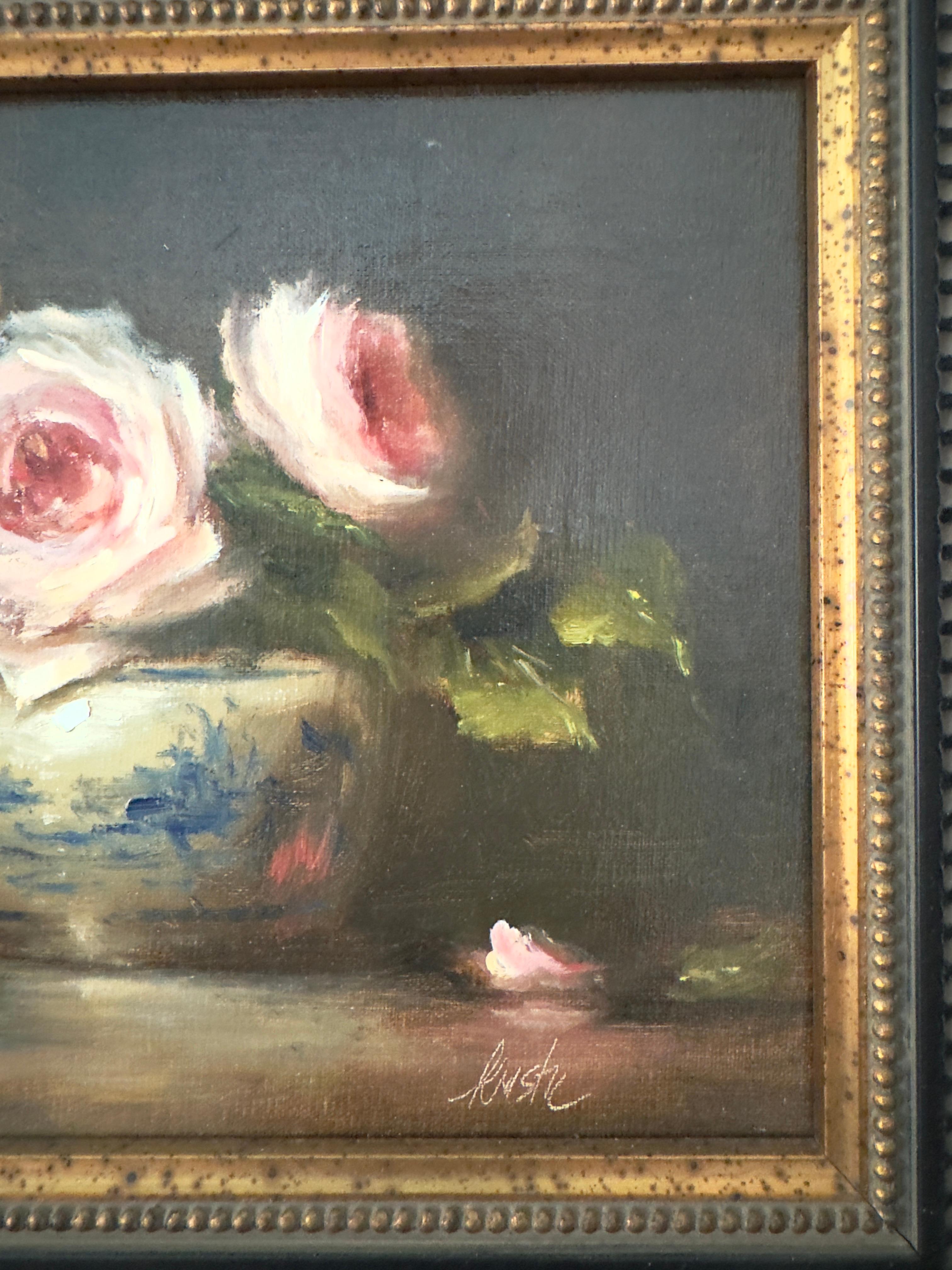 Nature morte contemporaine avec roses - Contemporain Painting par Kristine Shelton