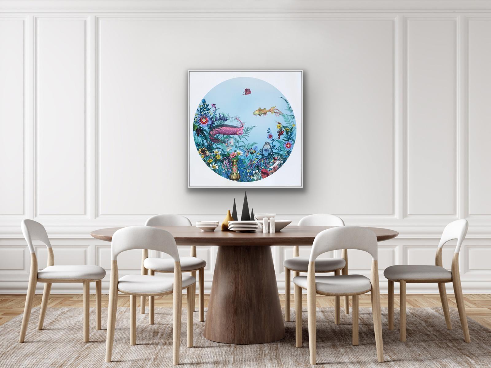 Fiskur Ne Thari - Circular Sea Born, Giclee Ink Print, Fish, Ocean, Fantasy For Sale 1